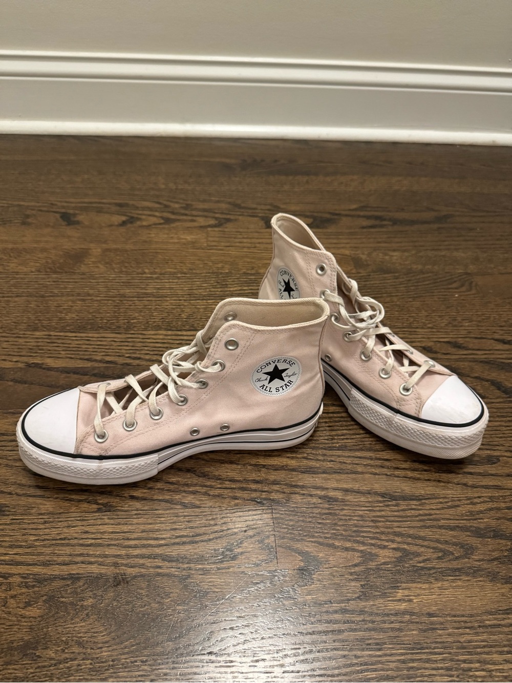 Converse High Top Sneakers in Pale Pink Canvas